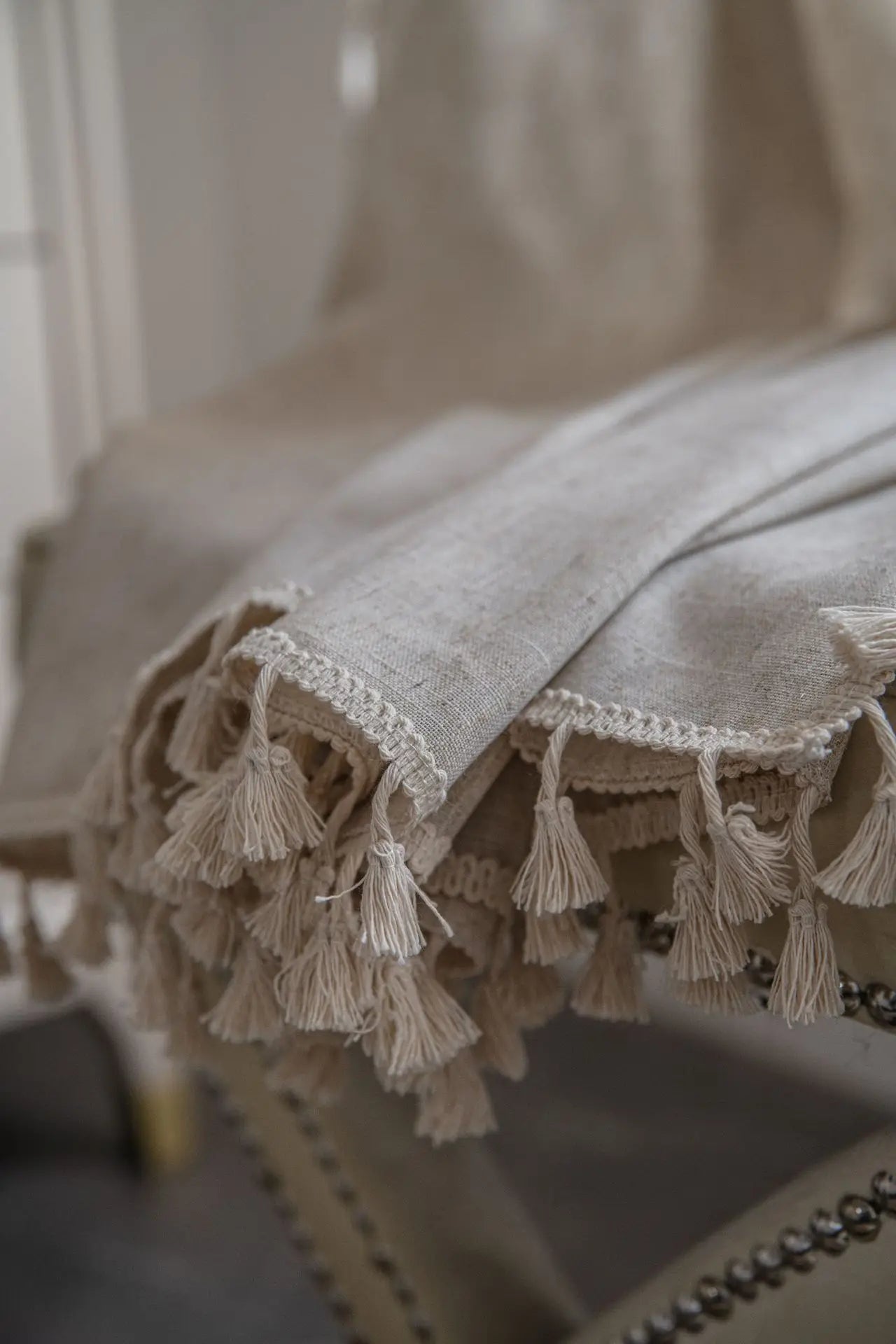 Boho Linen Tassel Curtain Panel