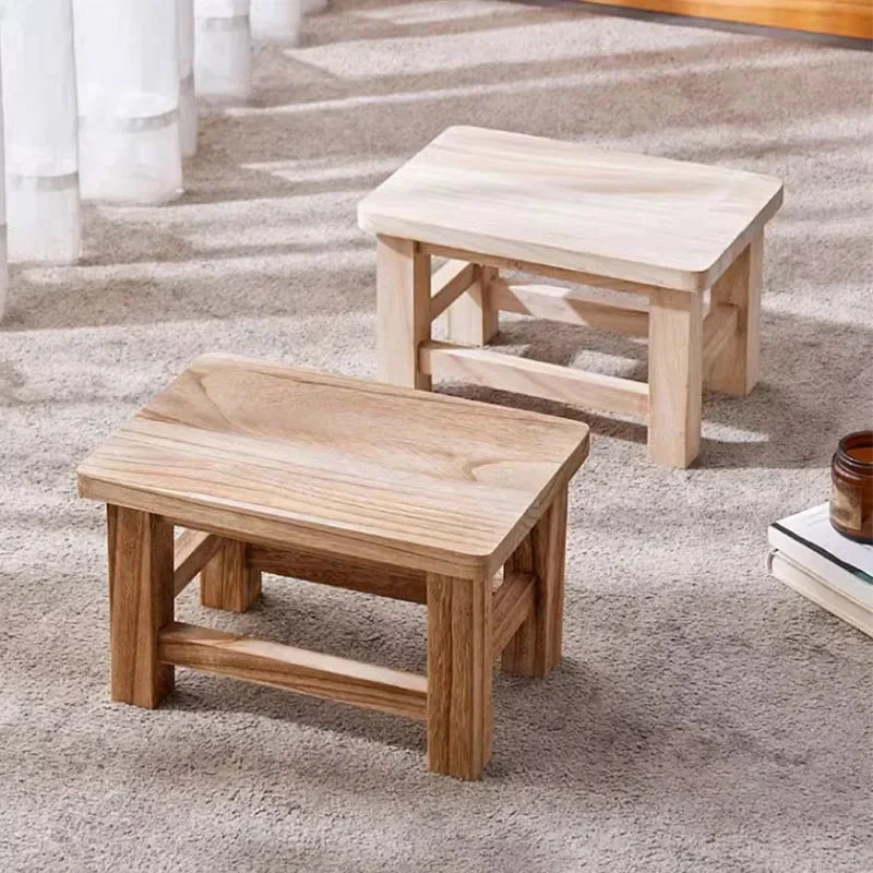 Solid Wood Shoe Changing Stool for Entryway
