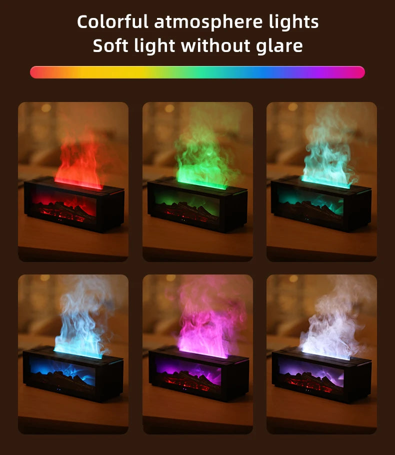 Flame Essential Oil Diffuser, 3D Flame Fireplace Aromatherapy Machine