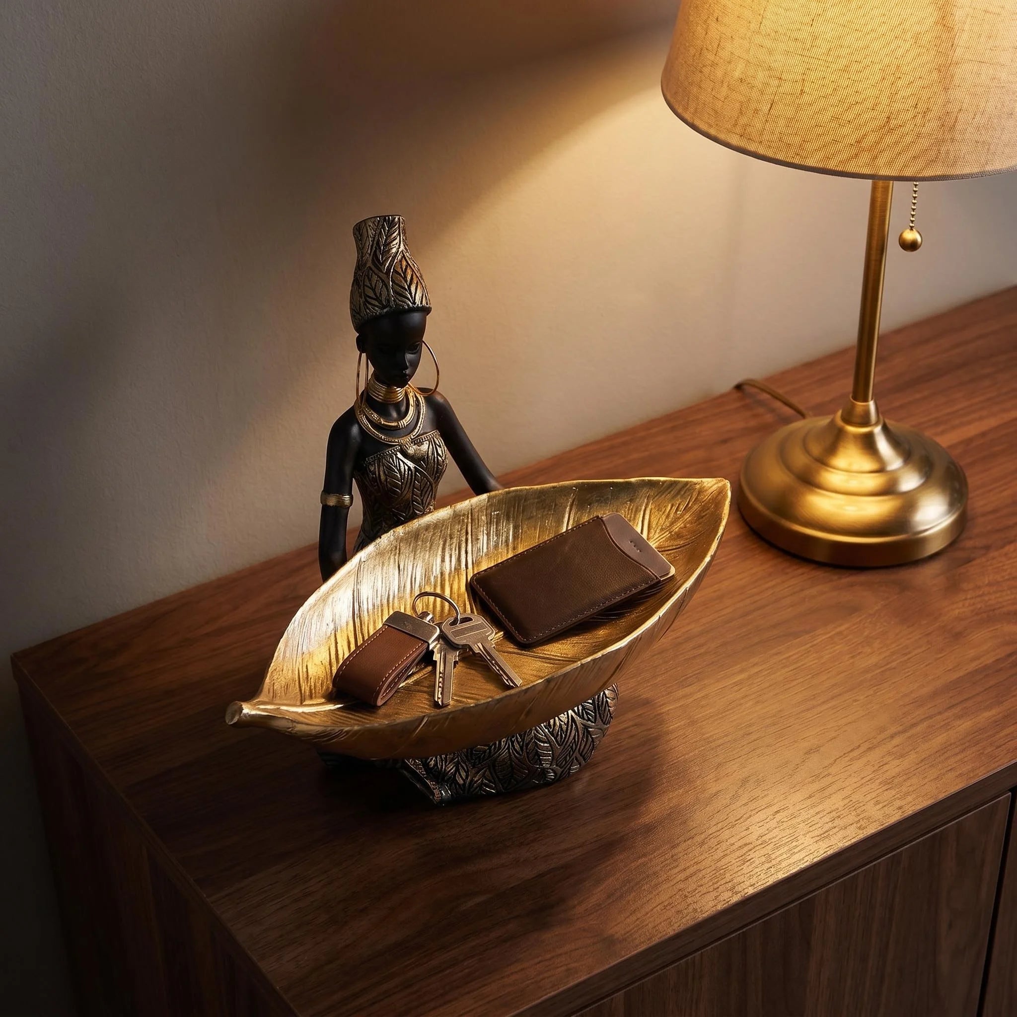 African Woman Resin Bowl Sculpture