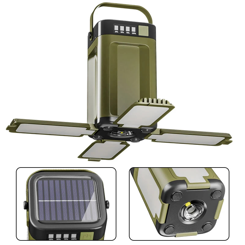 Solar Camping Lantern Foldable Camping Light Waterproof Rechargeable