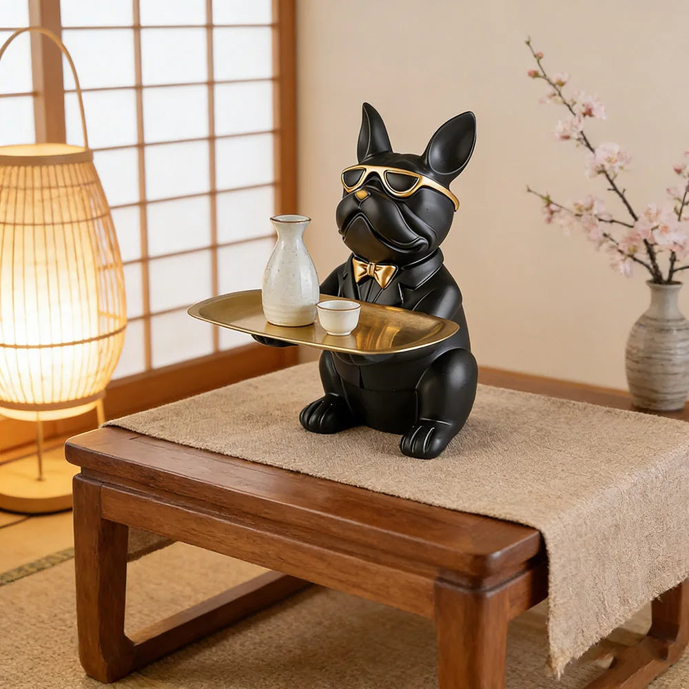 Multi Functional Bulldog Tray Animal Statue Creative Ornament Living