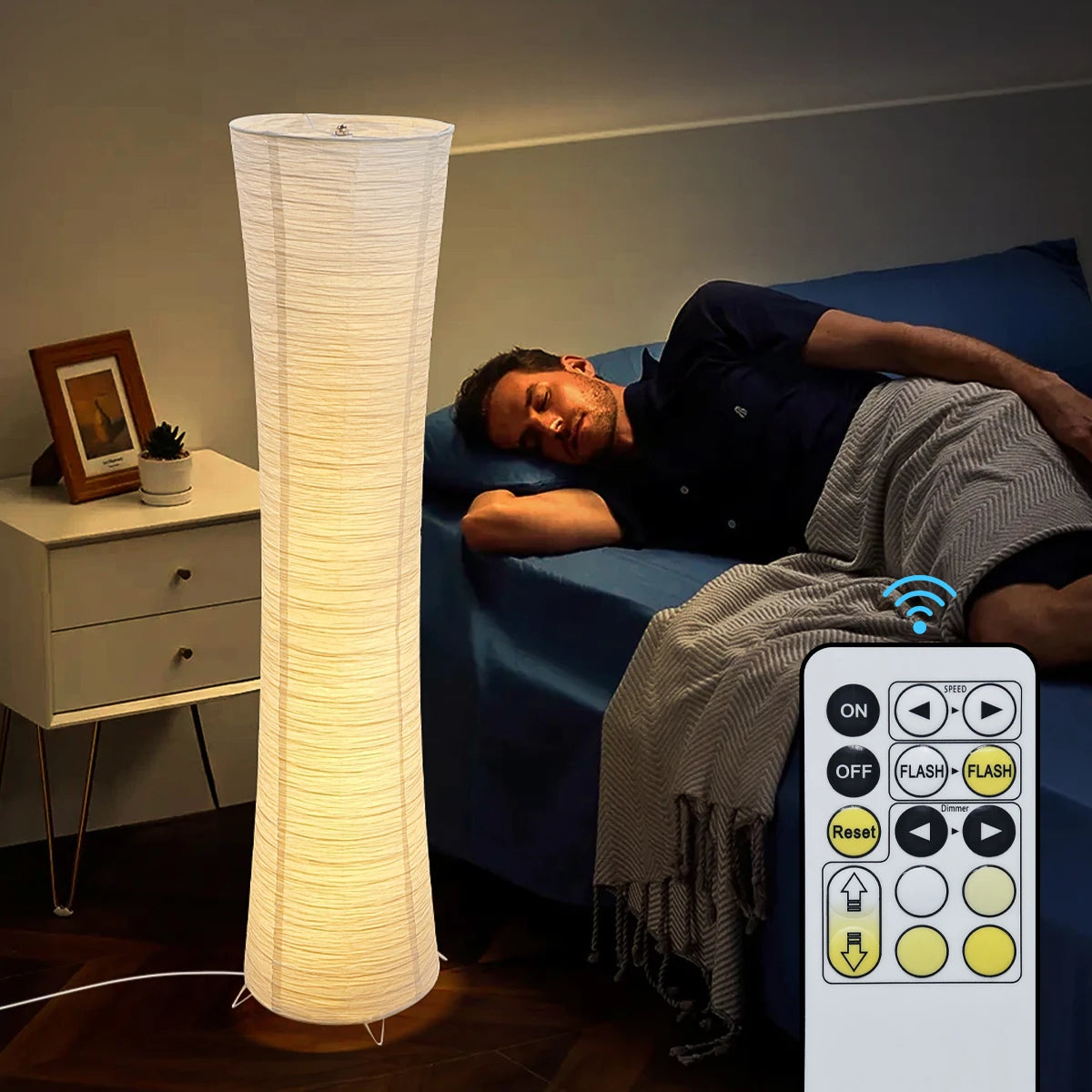 Tricolor Paper Cylinder Floor Lamp