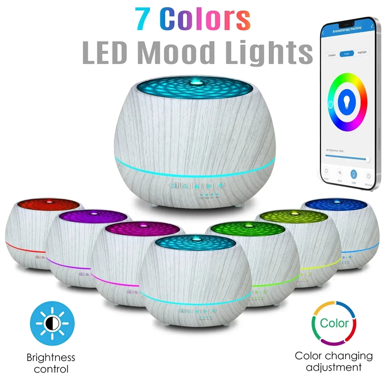 Smart WiFi Humidifier Aromatherapy Essential Oil Diffuser 500mL 7 Color