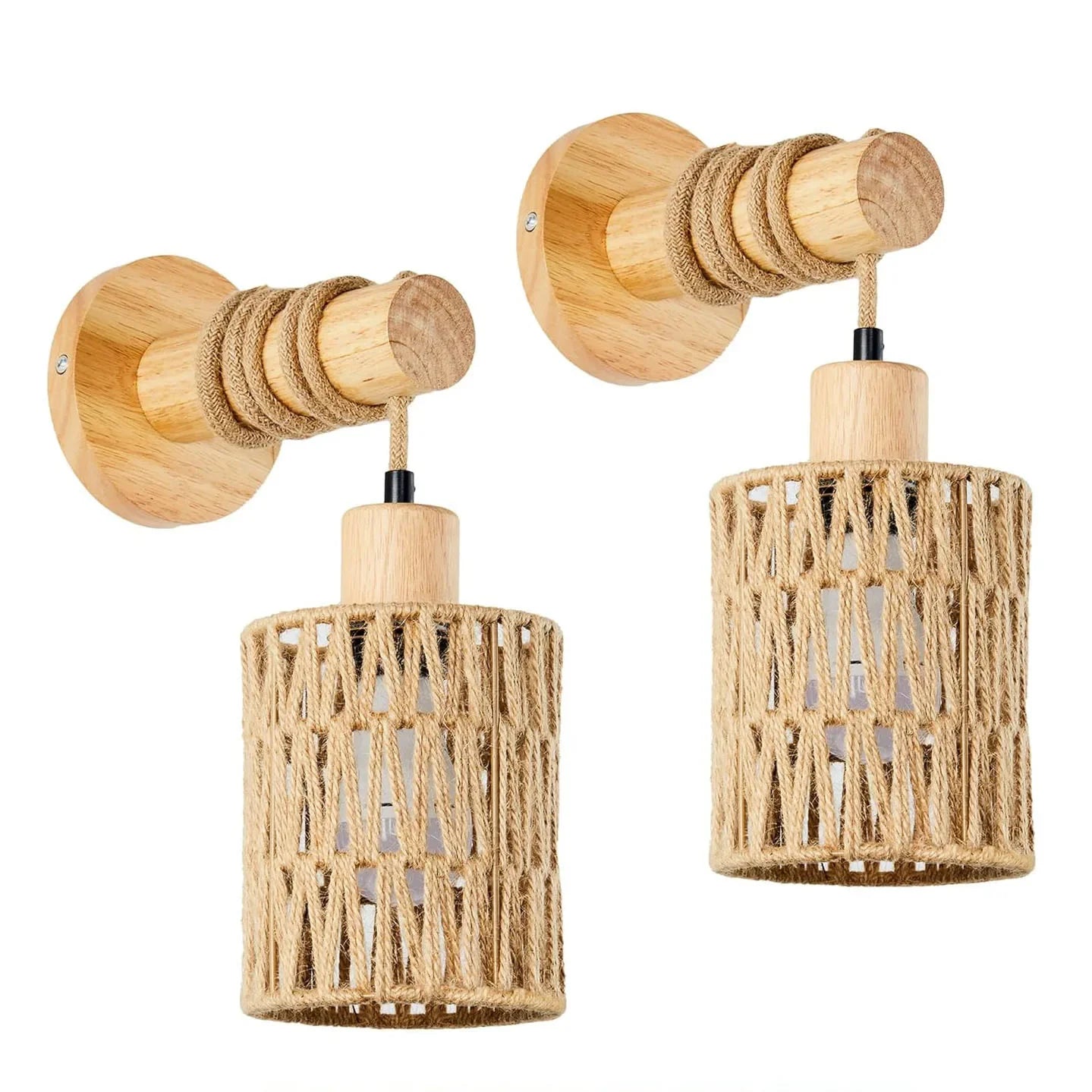 Hemp Rope Cylinder Bedside Wall Lamp