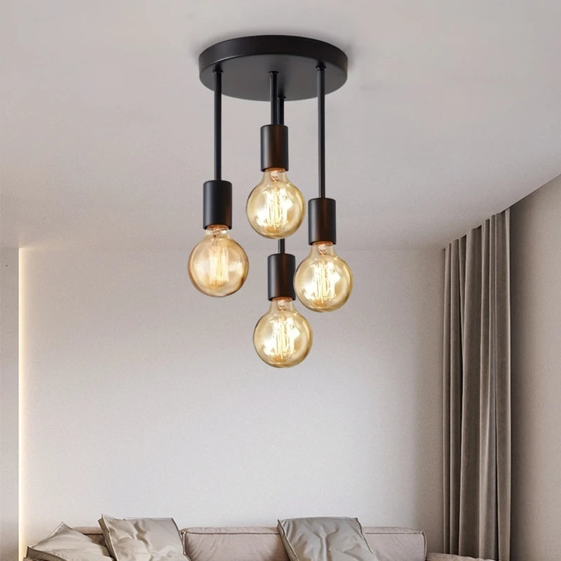 Modern Four Bulb Semi Flush Ceiling Light