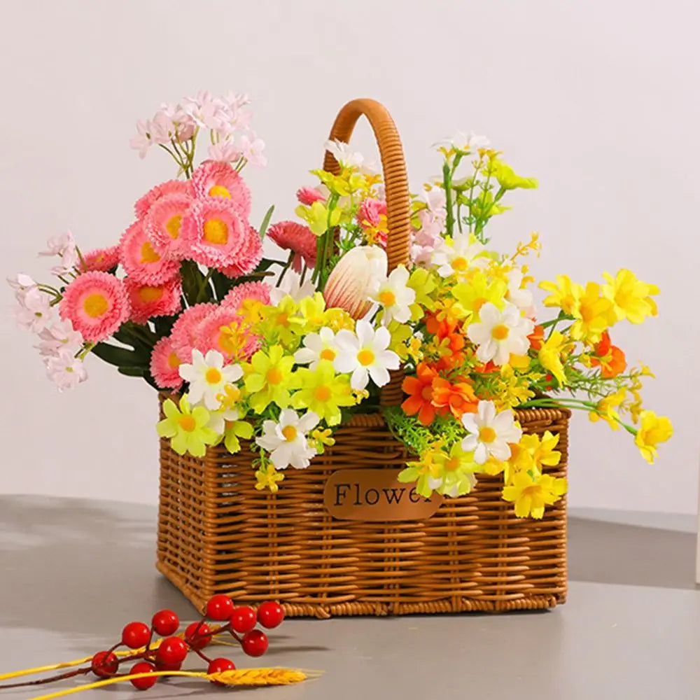 Woven Rattan Storage Basket with Handle
