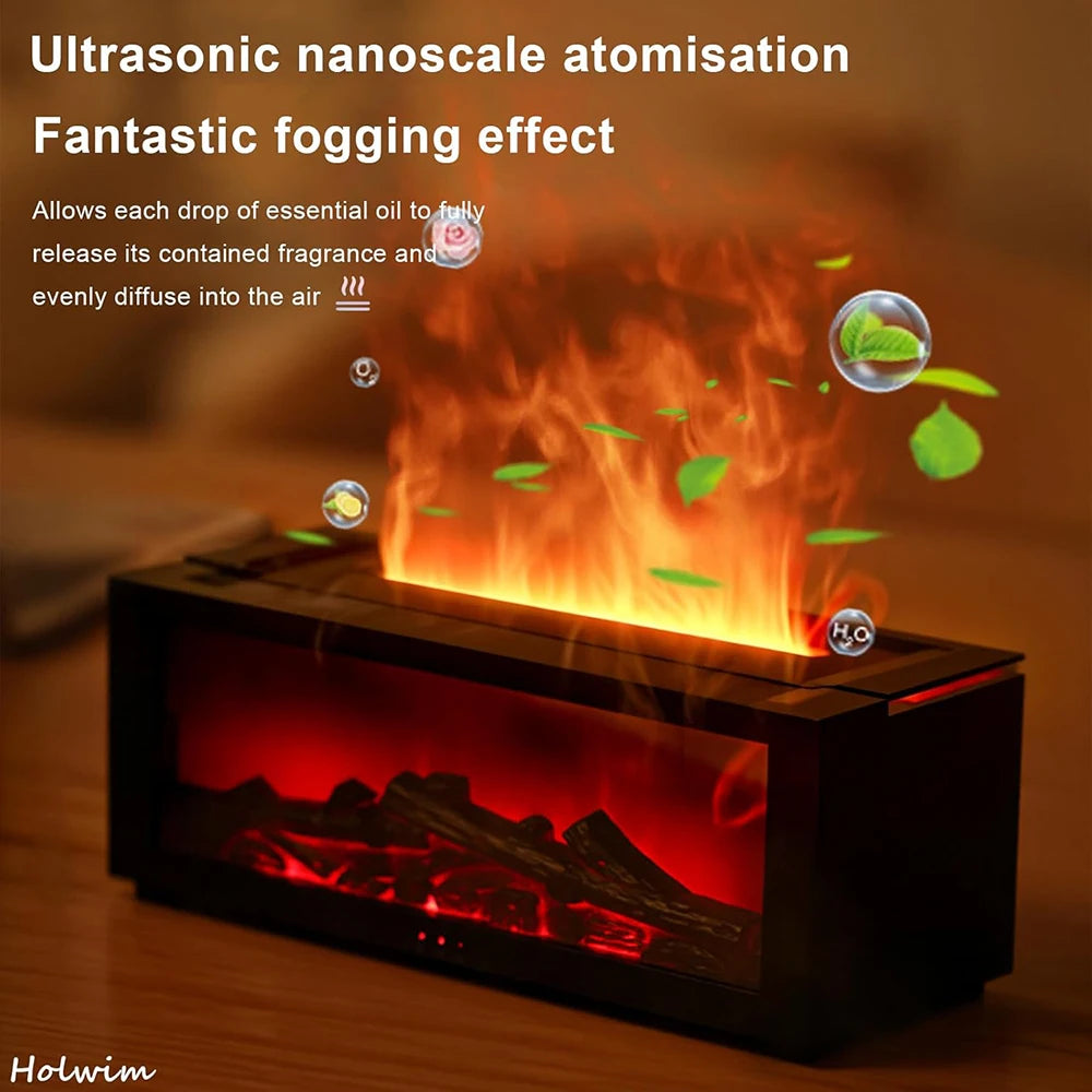 Flame Essential Oil Diffuser, 3D Flame Fireplace Aromatherapy Machine