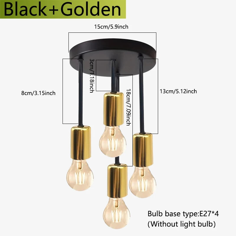 Modern Four Bulb Semi Flush Ceiling Light