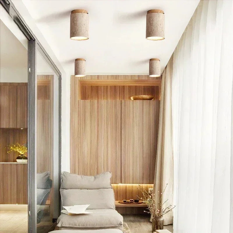 Japanese Stone Wood Ceiling Downlight