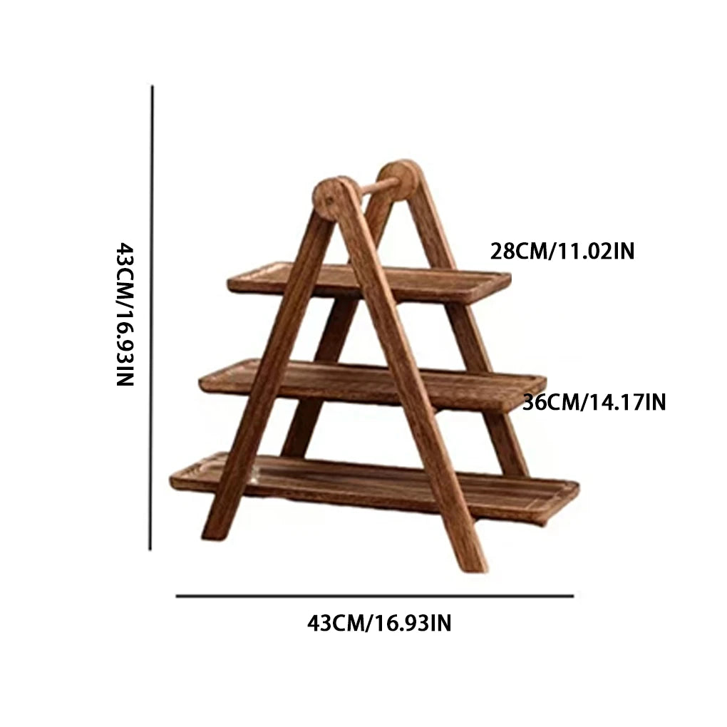 Three Tier Wooden Serving Tray Stand