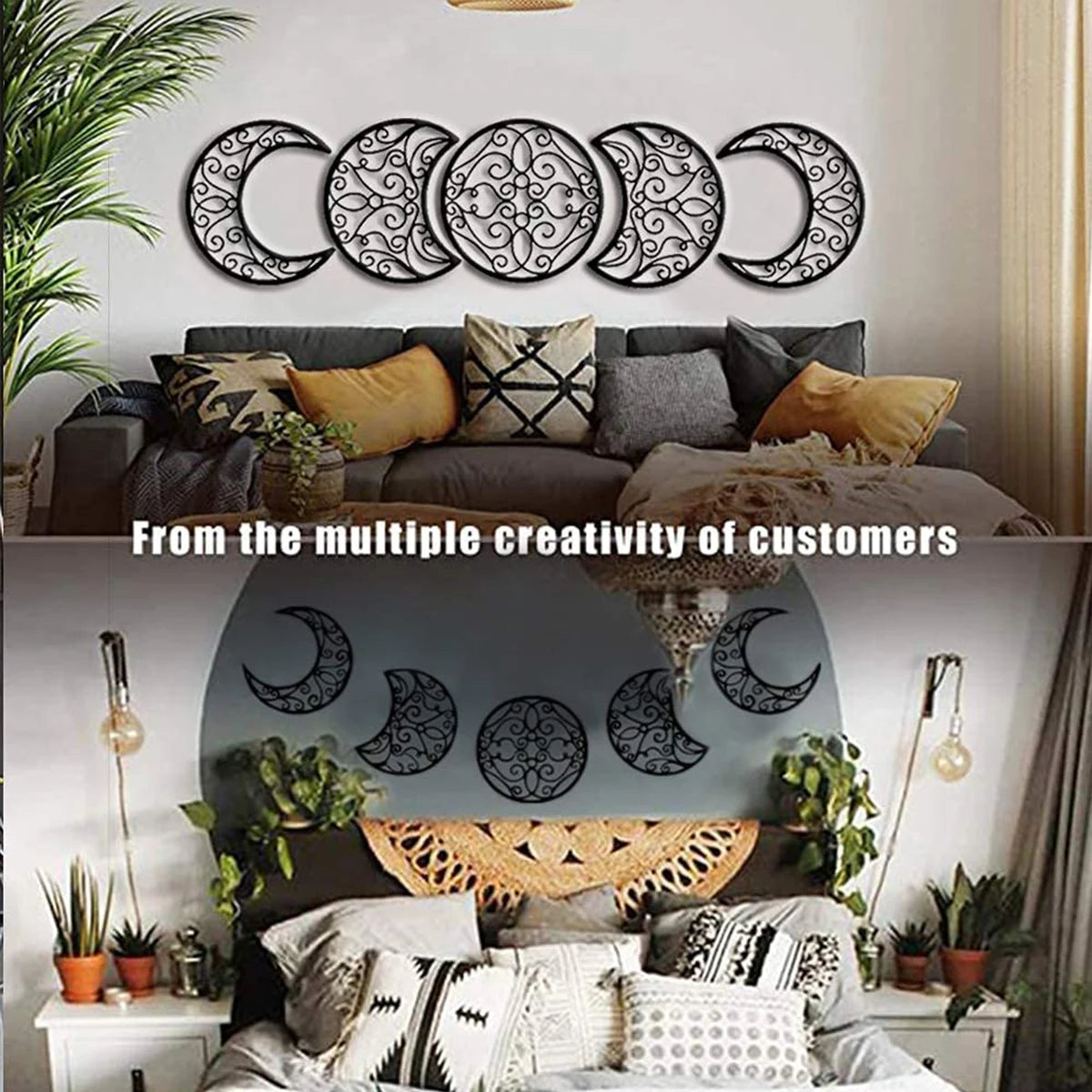 Black Moon Decoration Wall Hanging 3D Moon Phase Spiritual Bedroom