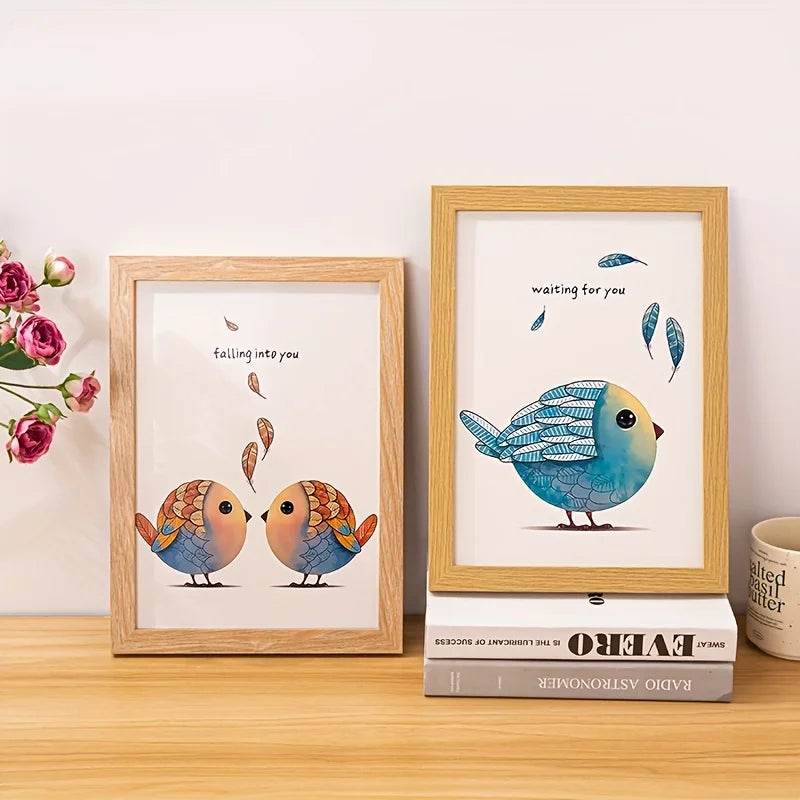 Vintage Wood Photo Frames Pair