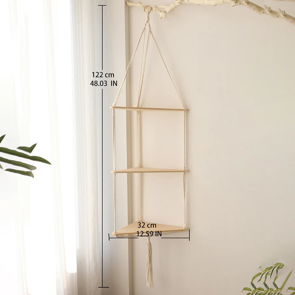 Hanging Wood Corner Shelf
