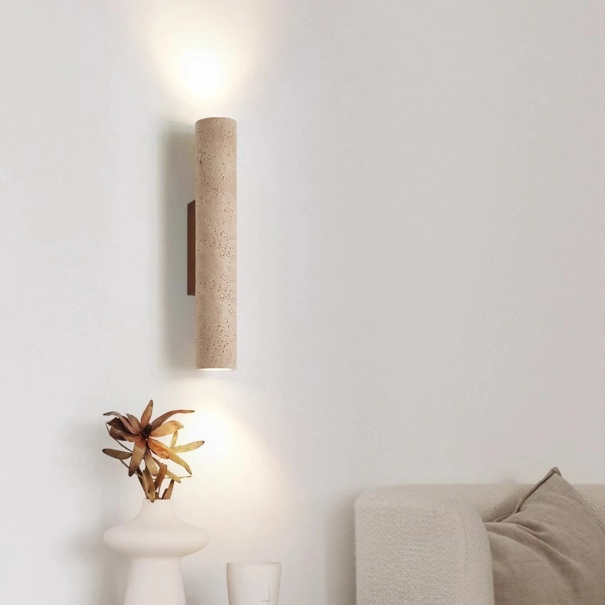 Indoor Stone Wall Lamp Travertine Sconce Light Hardwired With E27 Bulb for Bedroom Living Room