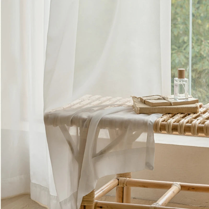 Custom Size Good Quality Cat-Proof White Tulle Sheer Curtains