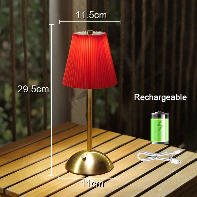 Cordless Pleated Nightstand Lamp