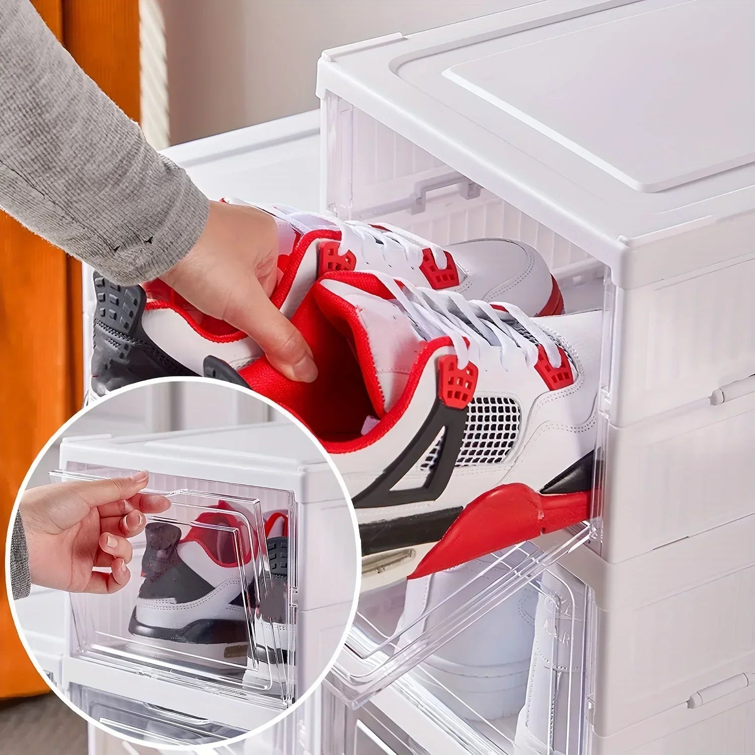 No Assembly Needed Heavy-Duty  PP Thickened Transparent Foldable Shoe Box with Lid Premium Plastic Home Storage Simple Shoe Rack