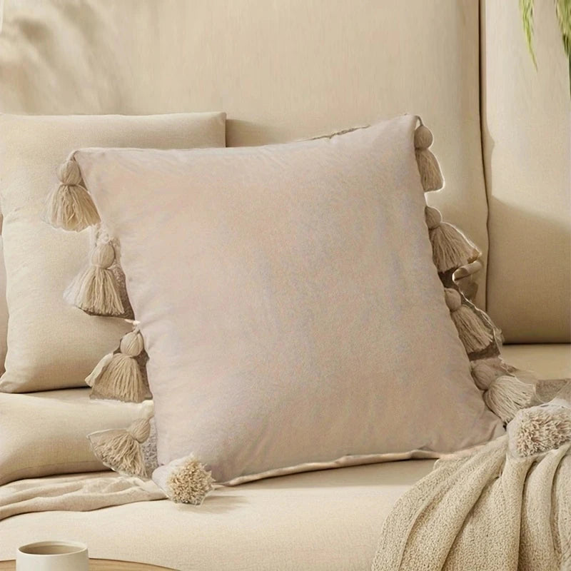 Boho Tassel Throw Pillow Cover