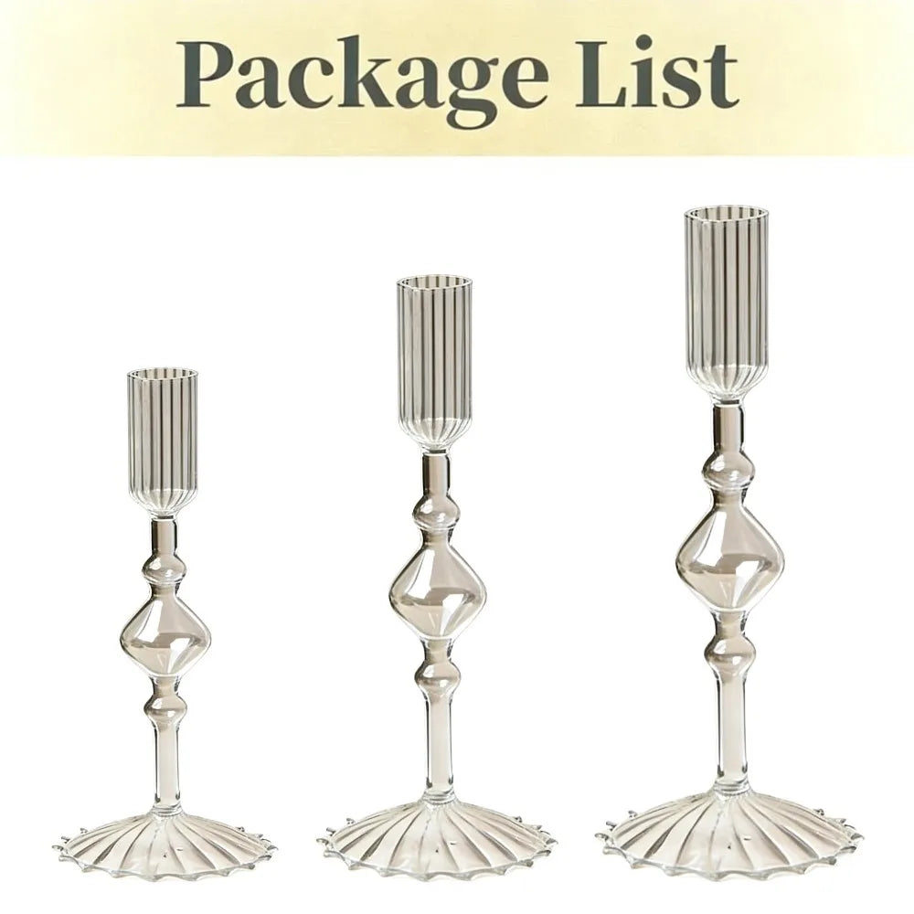 Wavy Glass Taper Candle Holders