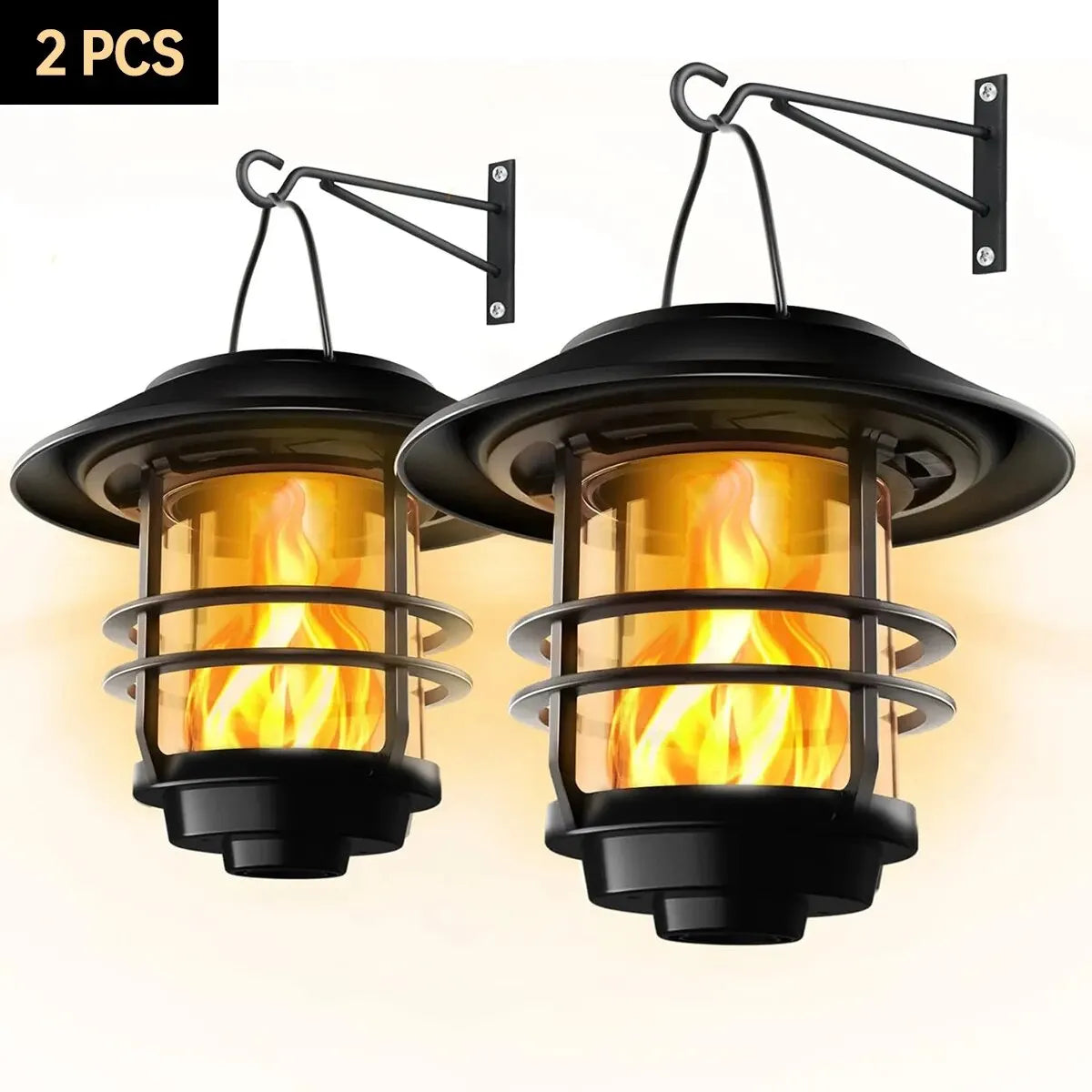 1pcs Solar Hanging Lantern Outdoor Flickering Flames Waterproof Heavy