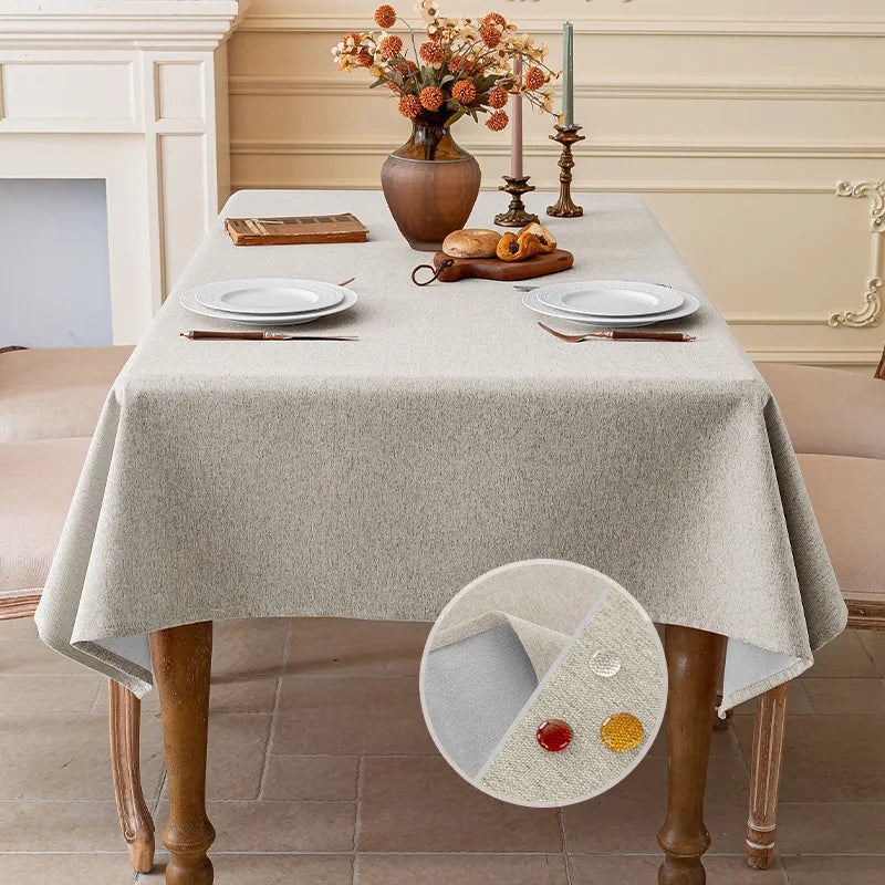 Cotton and Linen Three-proof Tablecloth Waterproof and Dustproof Solid