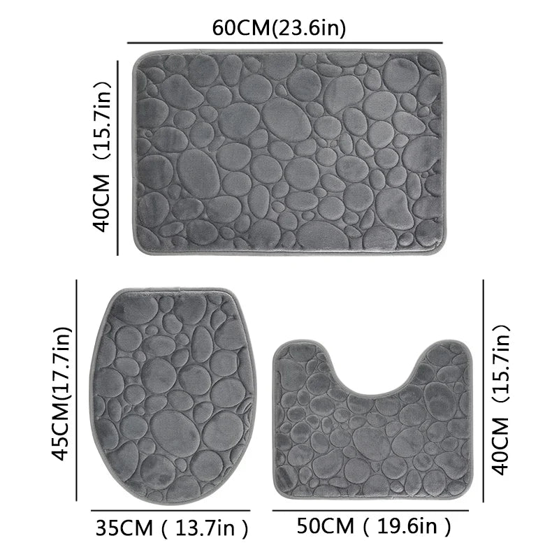 Stone Pattern Bathroom Mat Set