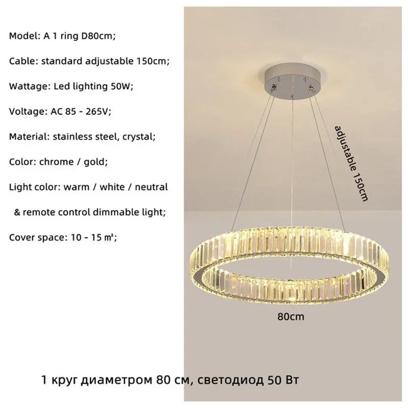 Modern Gold Luxury Crystal LED indoor Chandelier Bedroom Living Room