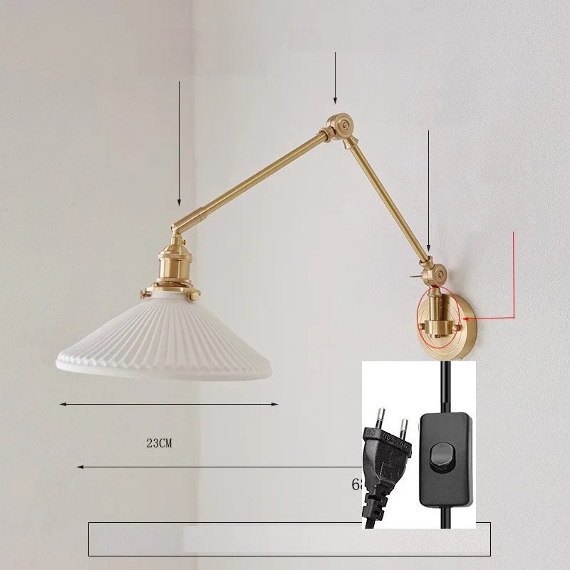 IWHD 2022 New Ceramic Copper LED Wall Lamp Beside Left And Right Rotate