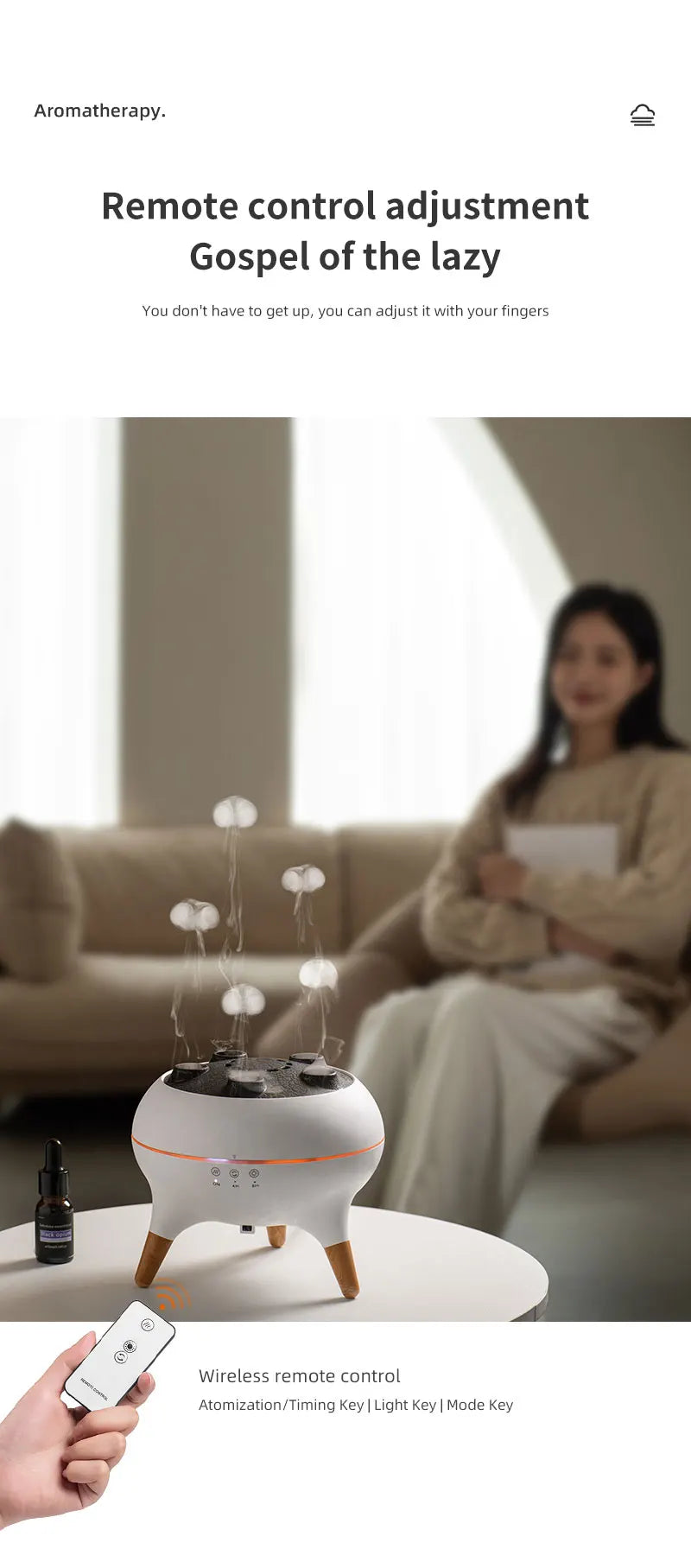 Dynamic Jellyfish Air Humidifier 250ml Essential Oil Diffuser Remote