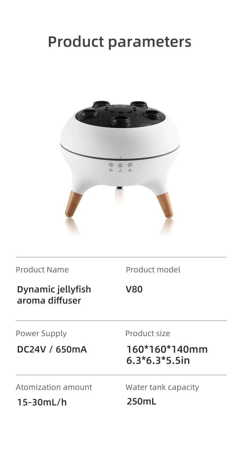 Dynamic Jellyfish Air Humidifier 250ml Essential Oil Diffuser Remote