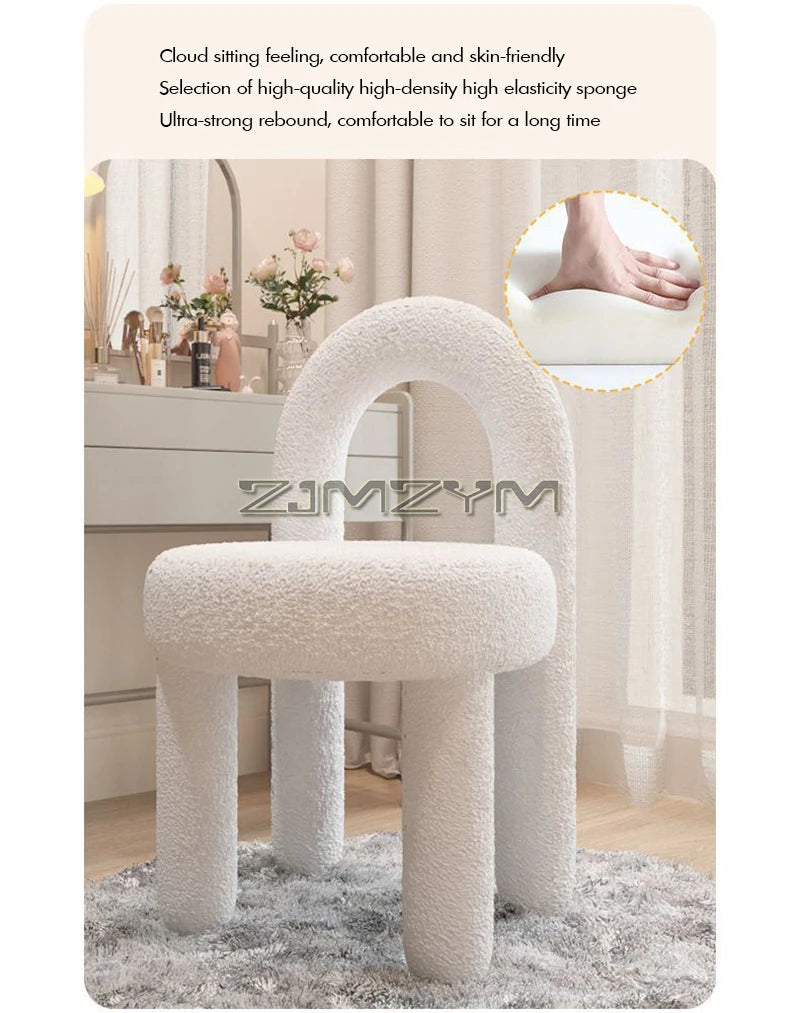 Round Velvet Vanity Stool Footrest