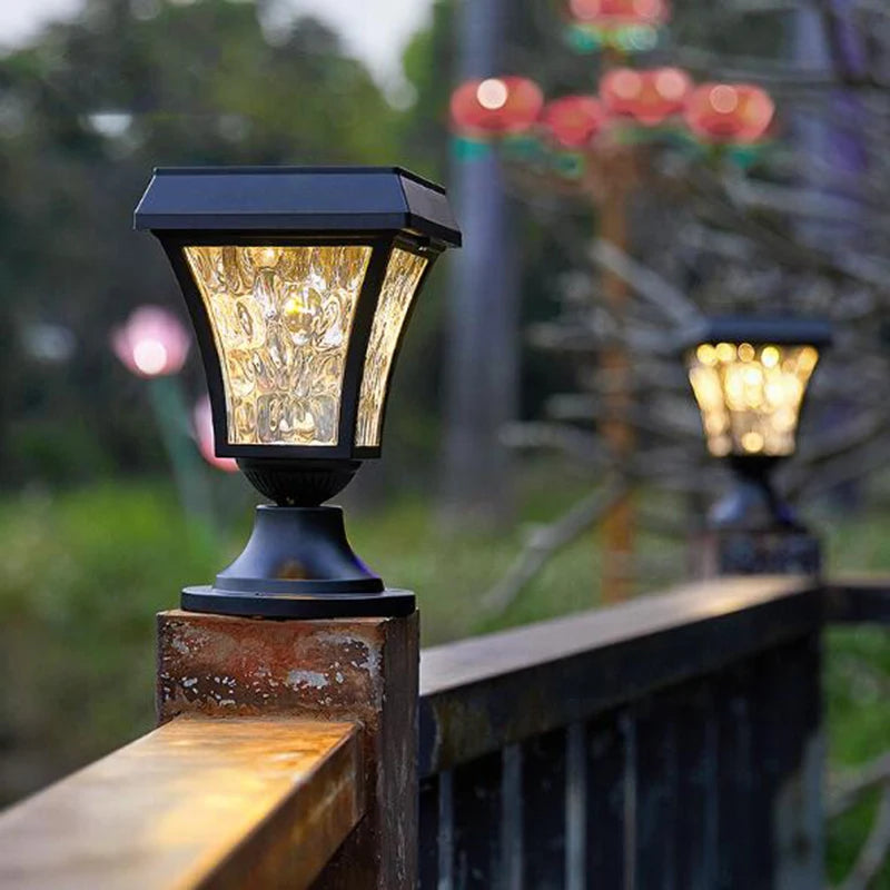 Outdoor Solar LED Post Lamp IP55 Waterproof Garden Fence Light Yard Pillar Lights Gate Fence Wall Courtyard Cottage Solar Lamp