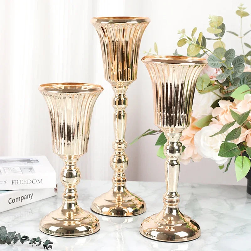 Gold Metal Trumpet Centerpiece Vase