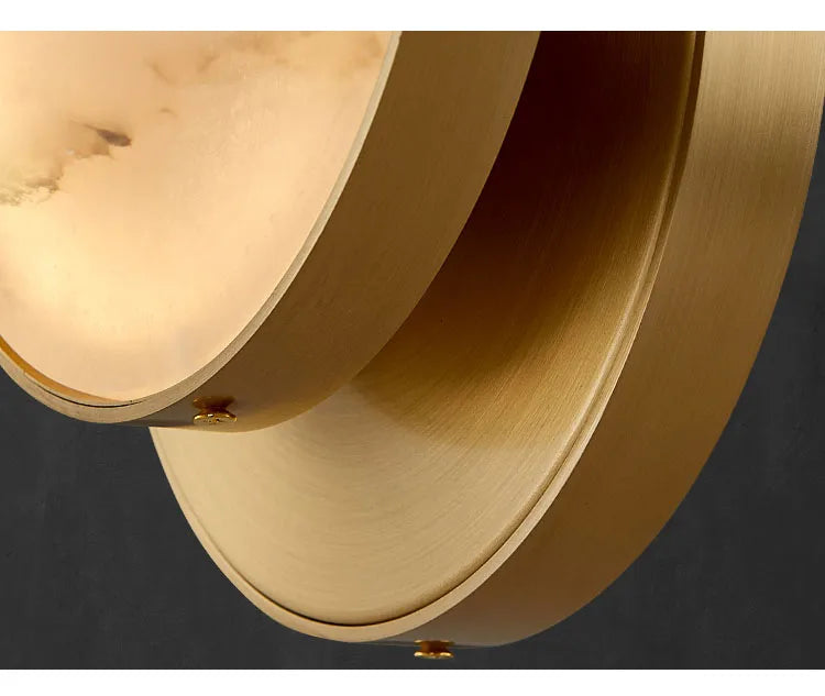 Round Marble and Copper Wall Lamp