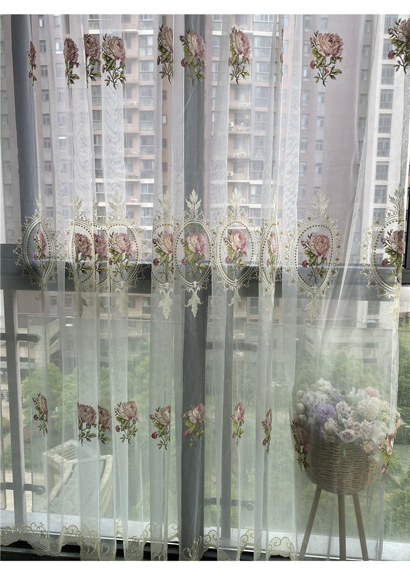 Peony Embroidered Sheer Curtain