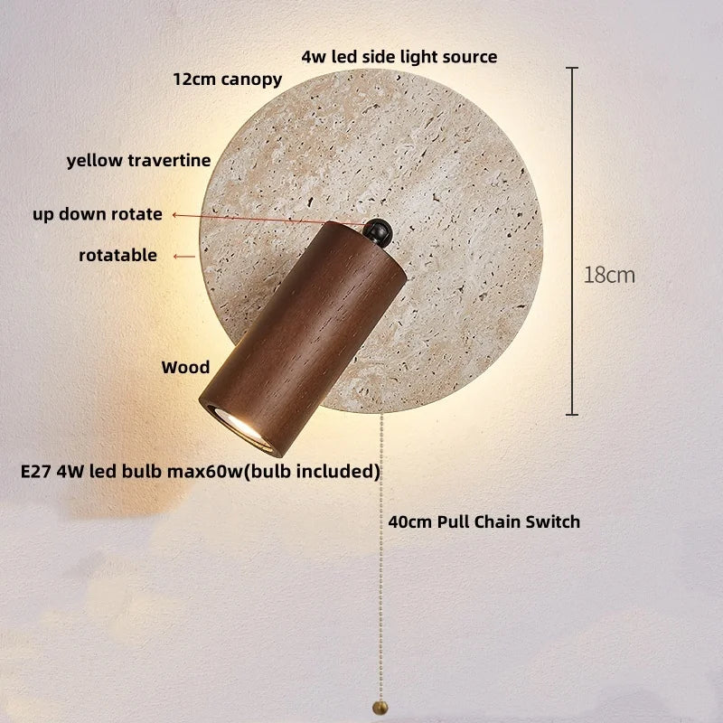 Wood Pull Chain Wall Sconce