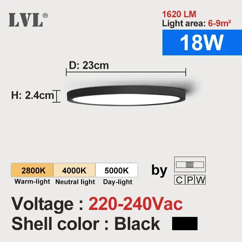 Wood Grain 3 Color LED Flush Ceiling Light