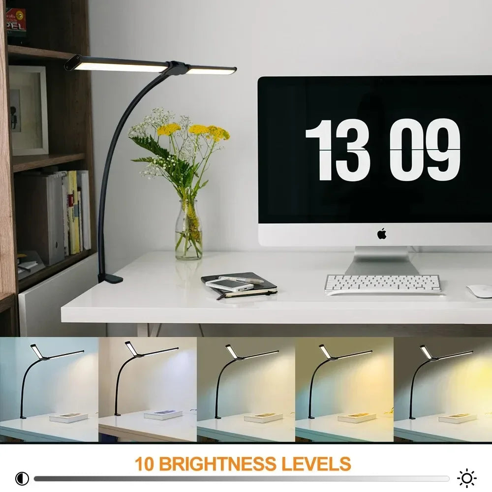 Double Single Head Led Clip Desk Lamp Dimmable Computer Table Lamps