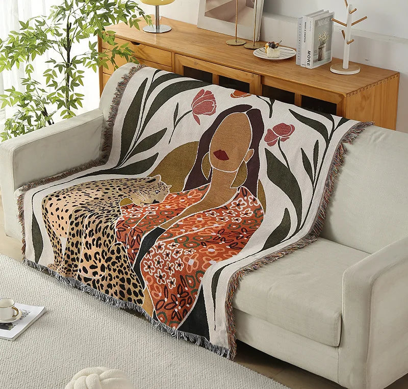 Leopard Jacquard Knit Throw