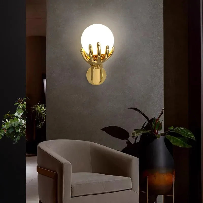 Brass Hand Moon Wall Sconce