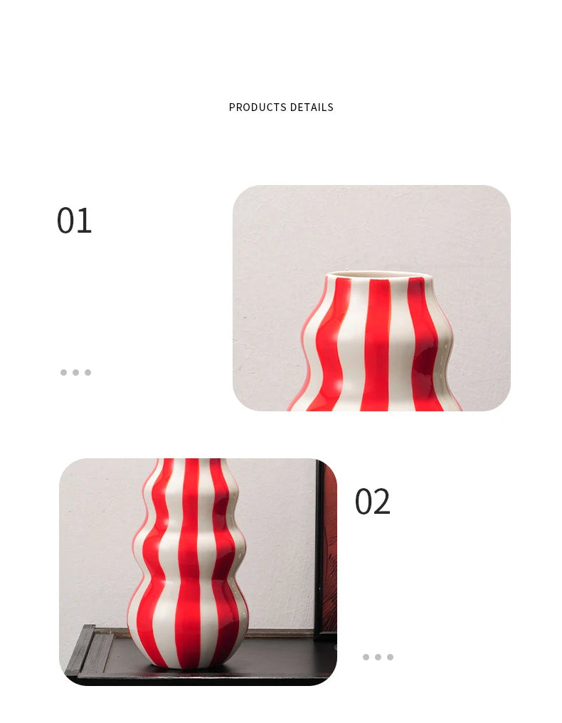 Colorful Striped Ceramic Vase and Plant Pot