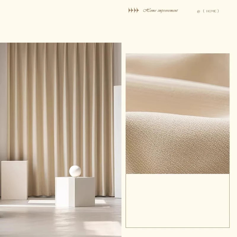 Custom Size French Chenille Cream White Velvet Curtain Modern Simple