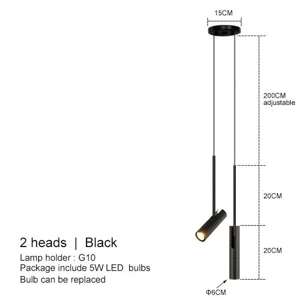 Nordic Black LED Bedside Pendant