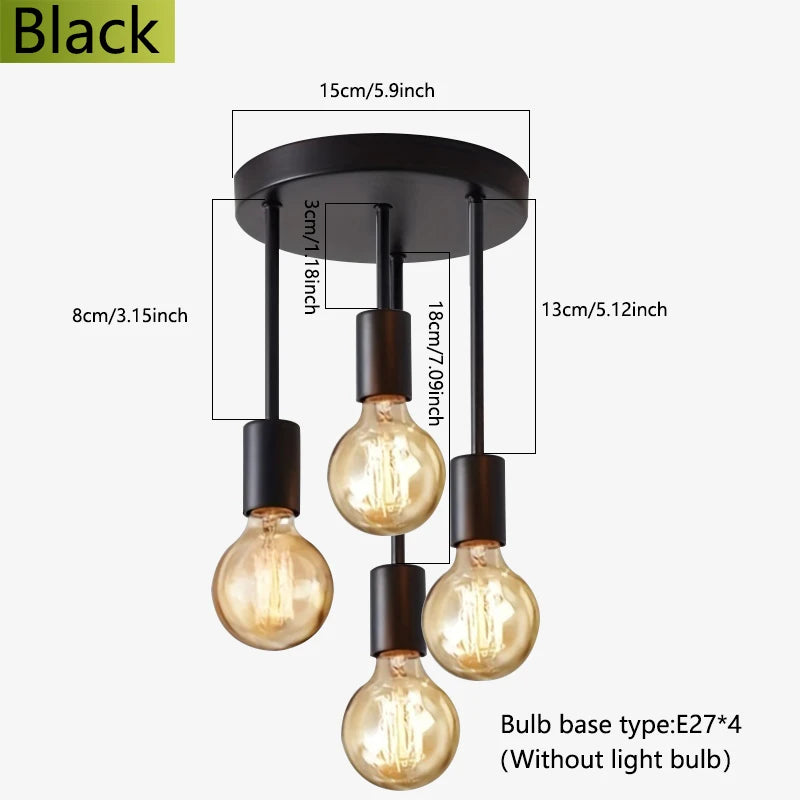 Modern Four Bulb Semi Flush Ceiling Light