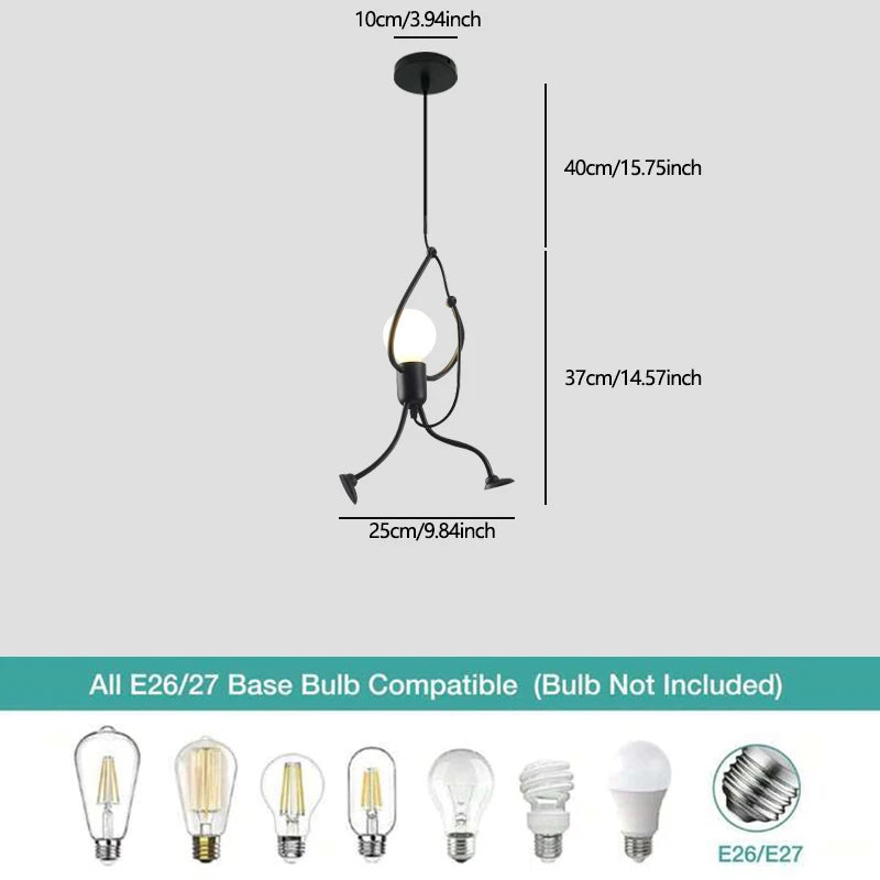 Vintage Iron Little Man Modern Arts Chandelier LED Ceiling Lamp