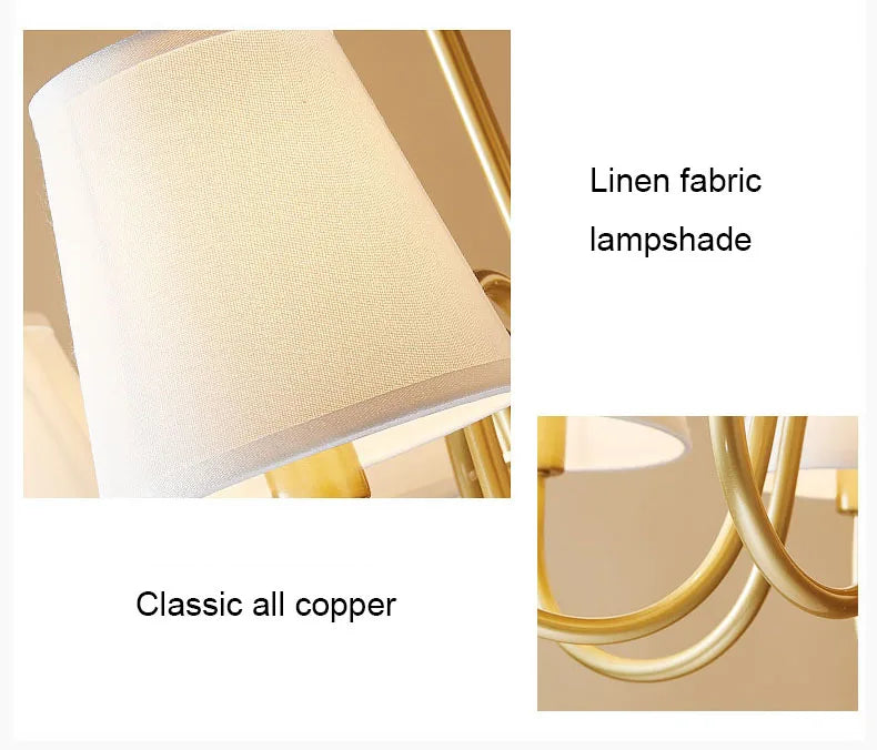 Copper and Fabric Retro Chandelier