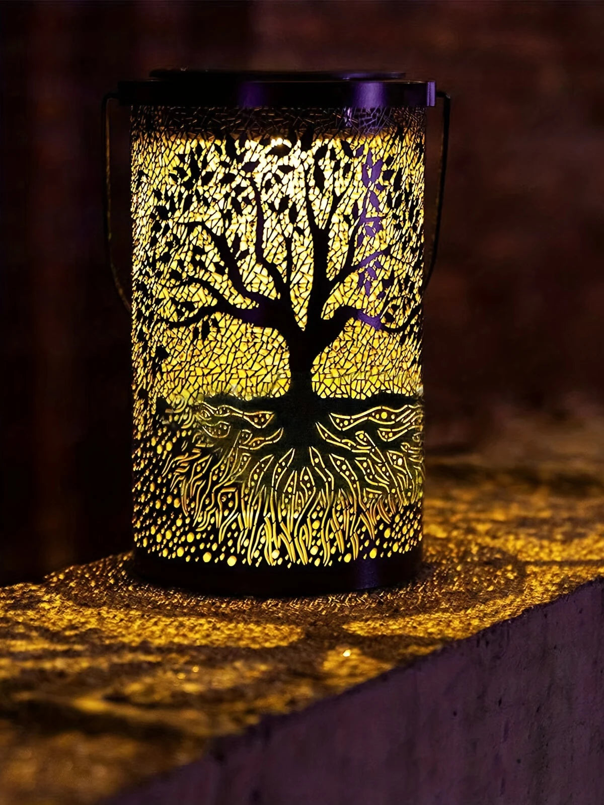 Vintage Metal Solar Hanging Lantern, Waterproof LED
