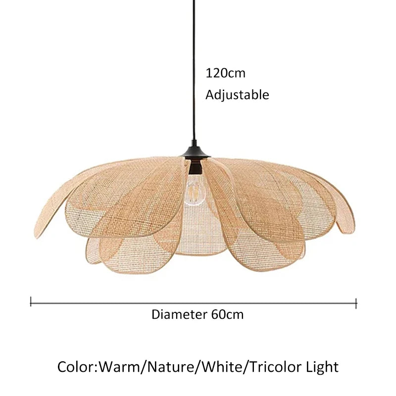 Rattan Woven Petal Pendant Light