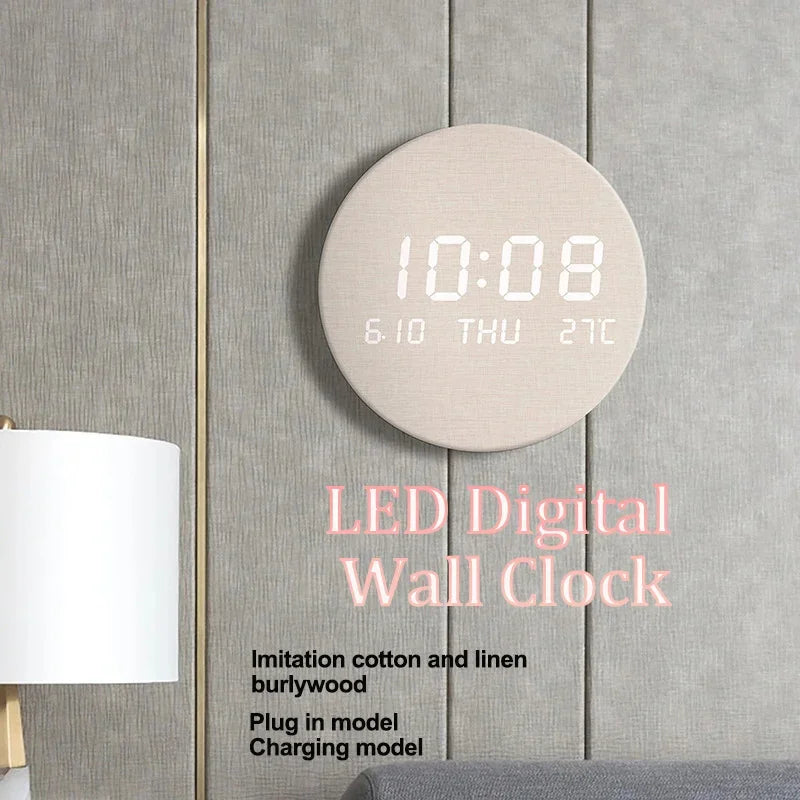 LED Digital Wall Clock with Temperature